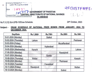 Prize bond Schedule 2024