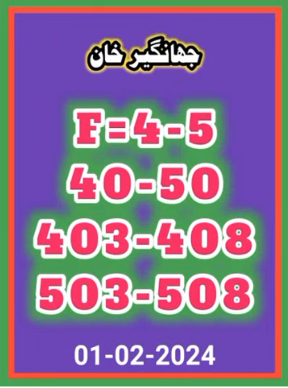 Jahanghir Khan Guess Paper Thai Loto 01/02/2024