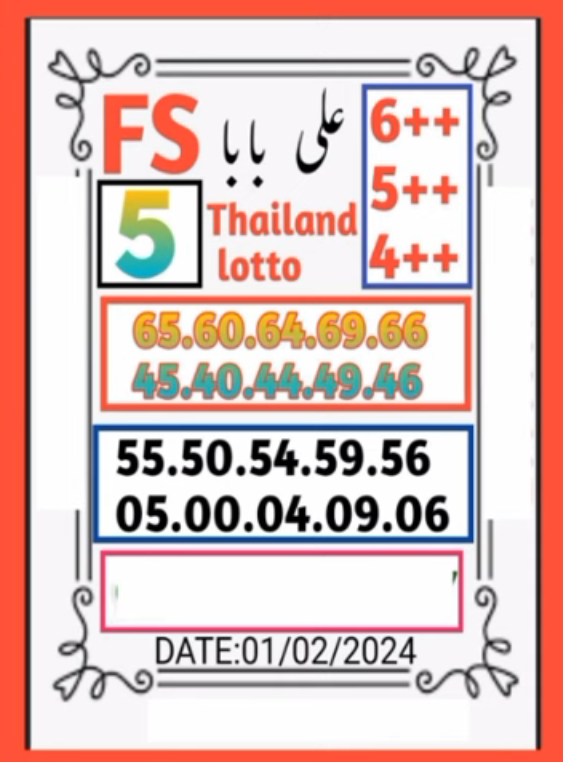 Ali Baba Thai Lotto First second 01/02/2024