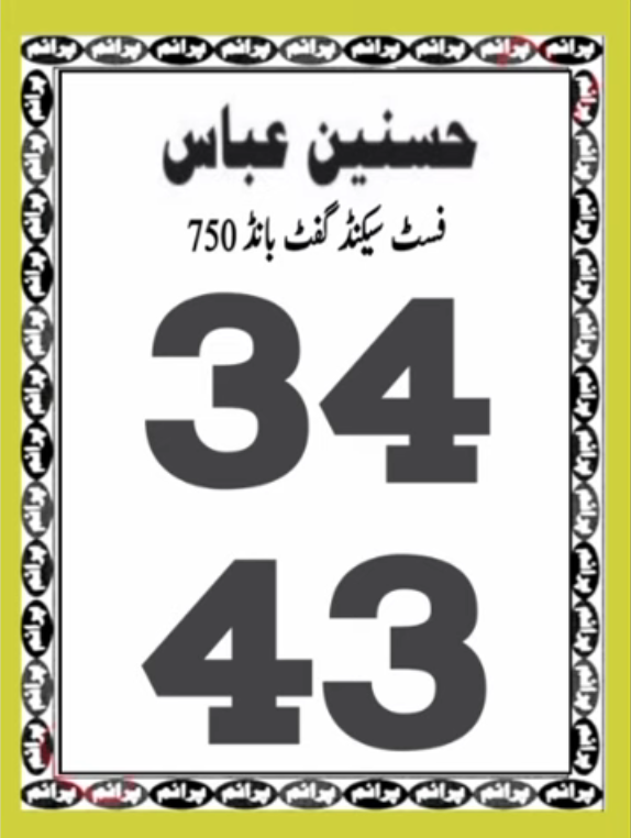 Husnain Abbas First Second 750 Prize Bond Guess Paper