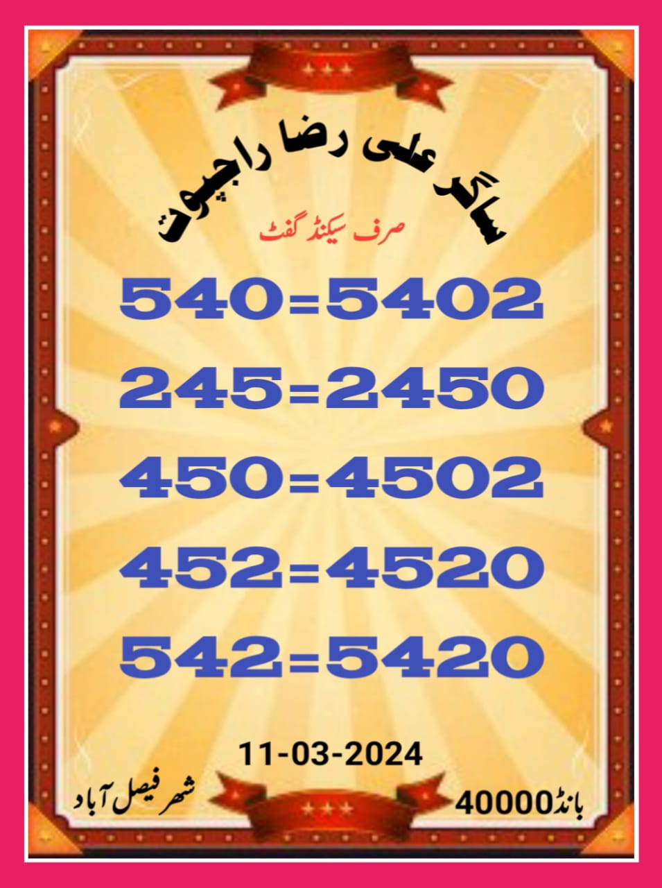 Sagar ali raza rajpoot 40000 prize bond guess papers